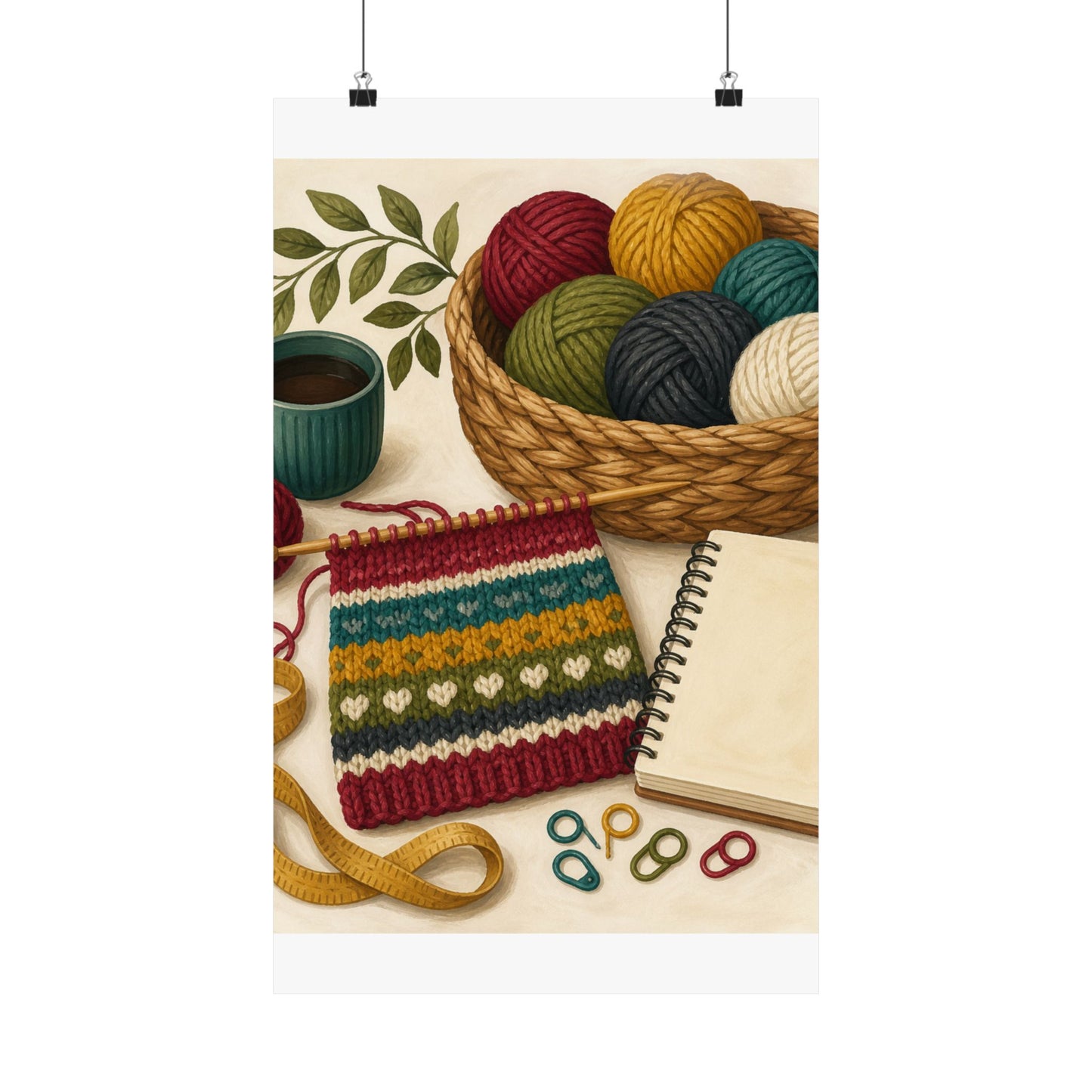 Cozy Knitting and Yarn Hobby Art Poster