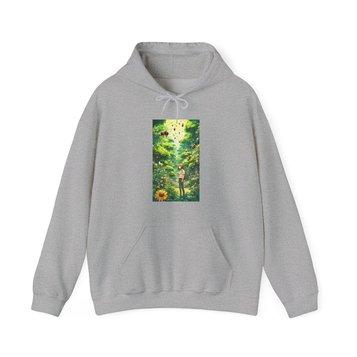 Bee Garden Explorer Anime Nature Art Hoodie