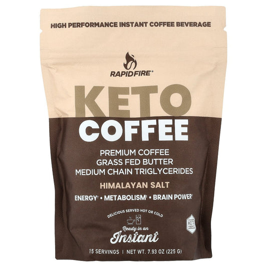 RapidFire Ketogenic High Performance Instant Coffee Mix, Supports Energy And Metabolism, 15 Servings, Brown, 7.93 Ounce