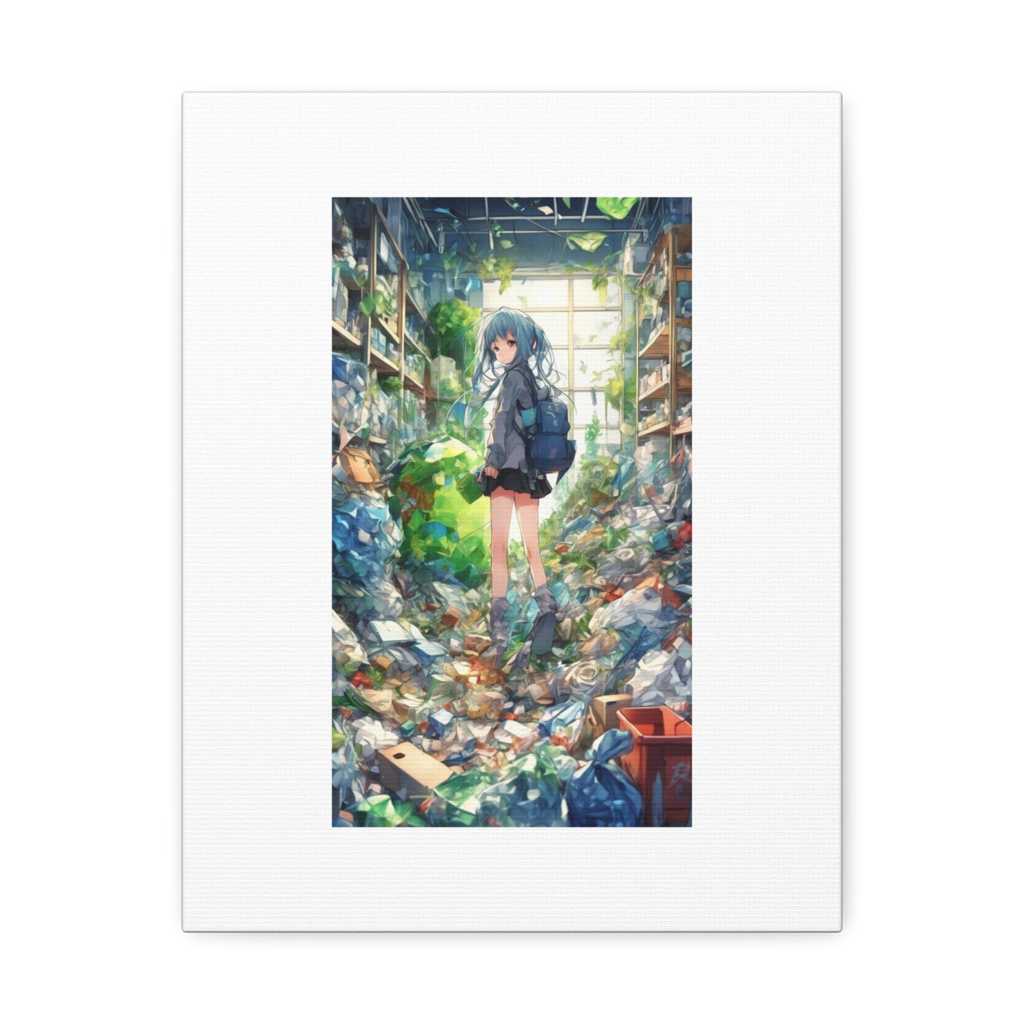 Green Recycling Alley Anime Girl Recycling Alley Canvas
