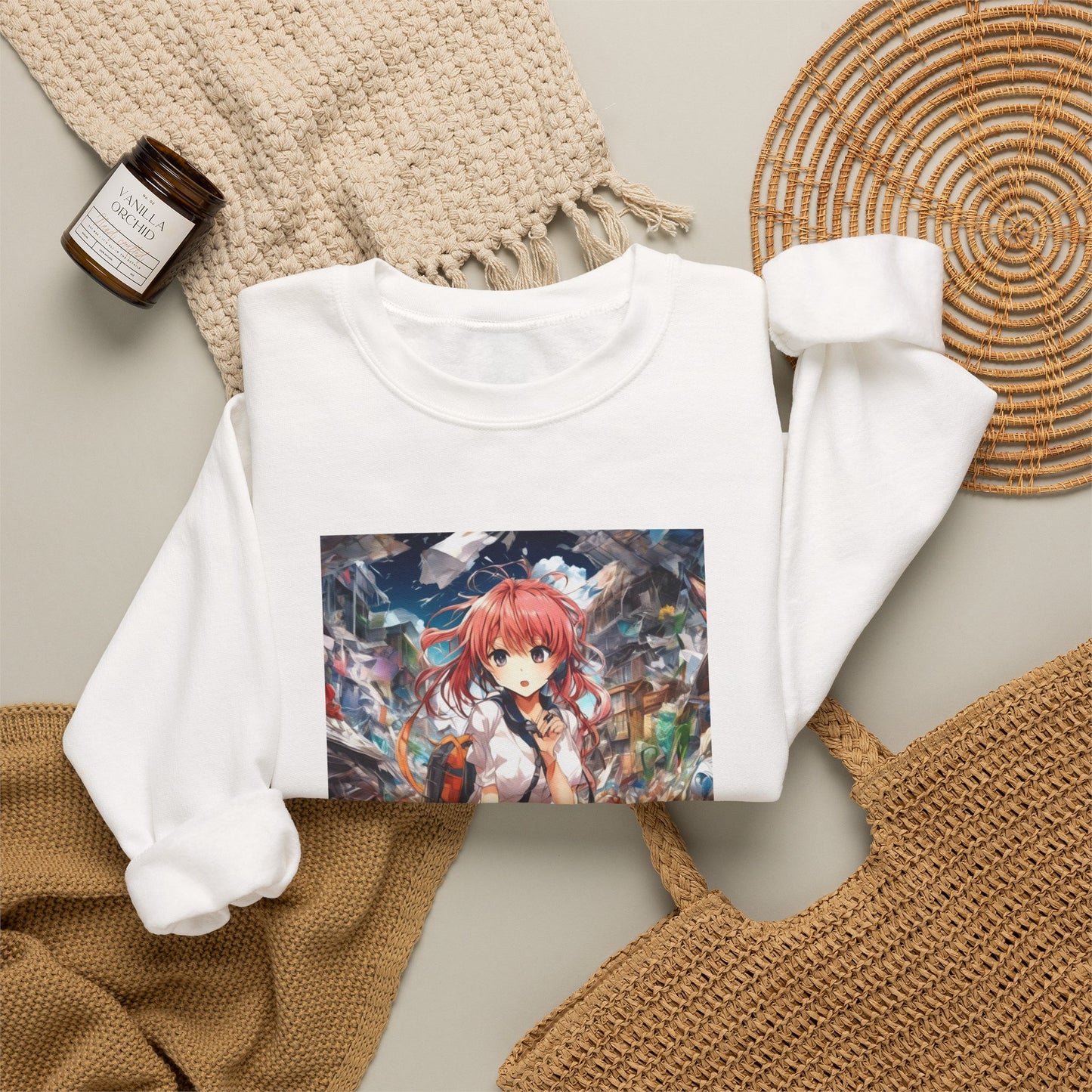 Recycling Day Anime Schoolgirl Eco Street Art Sweatshirt