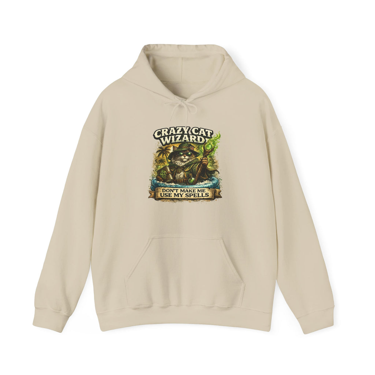 Crazy Cat Wizard Funny Fantasy Magic Hoodie