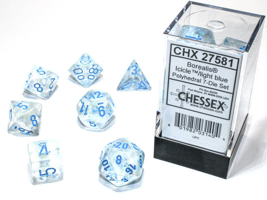Borealis Icicle /light blue 7-Dice / 16mm / 12mm / 30mm Luminary