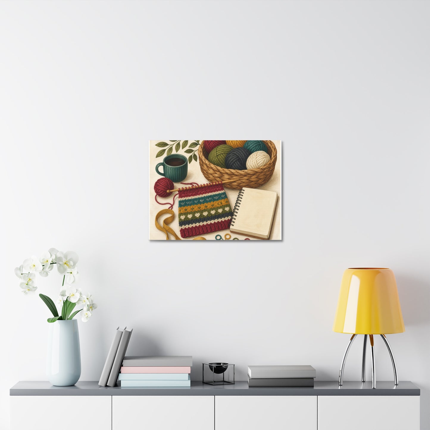 Cozy Knitting and Yarn Hobby Art Canvas Art