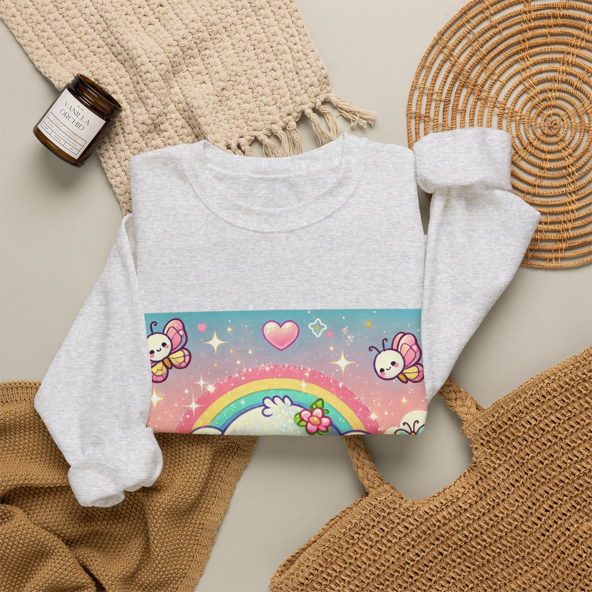 Pastel Rainbow Baby Elephant Floral Sweatshirt