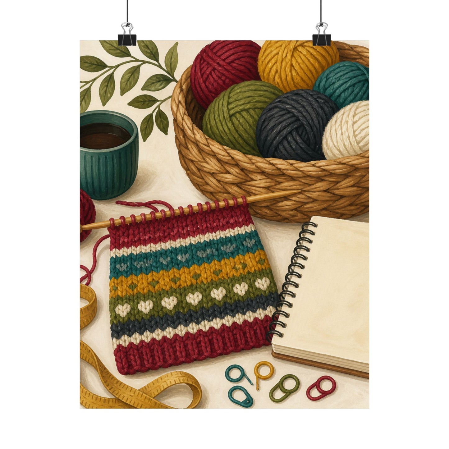 Cozy Knitting and Yarn Hobby Art Poster