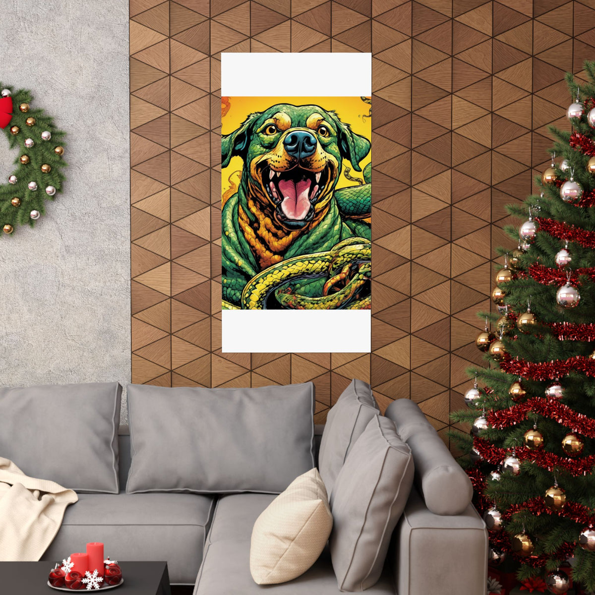 Surreal Serpent Hound Dark Fantasy Wall Art Poster