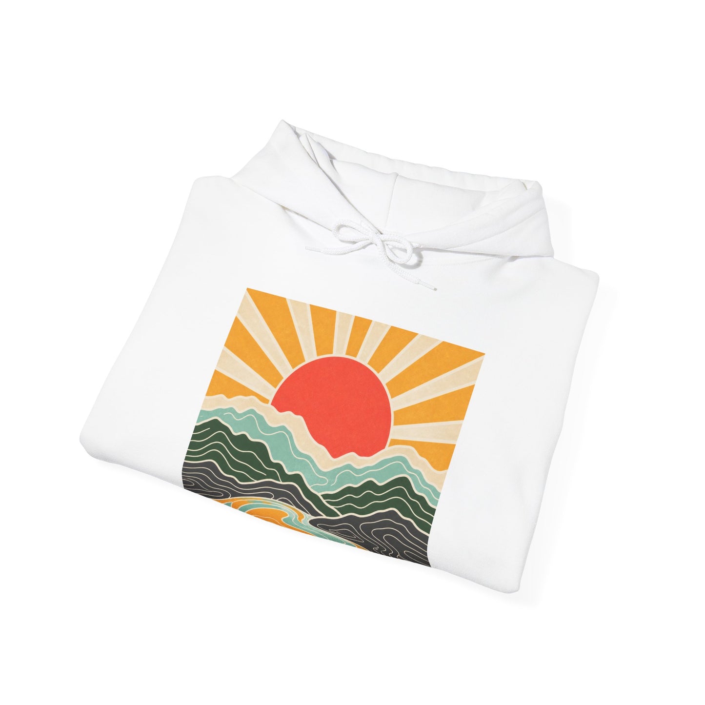 Topographic Sunrise Abstract Mountain Adventure Hoodie