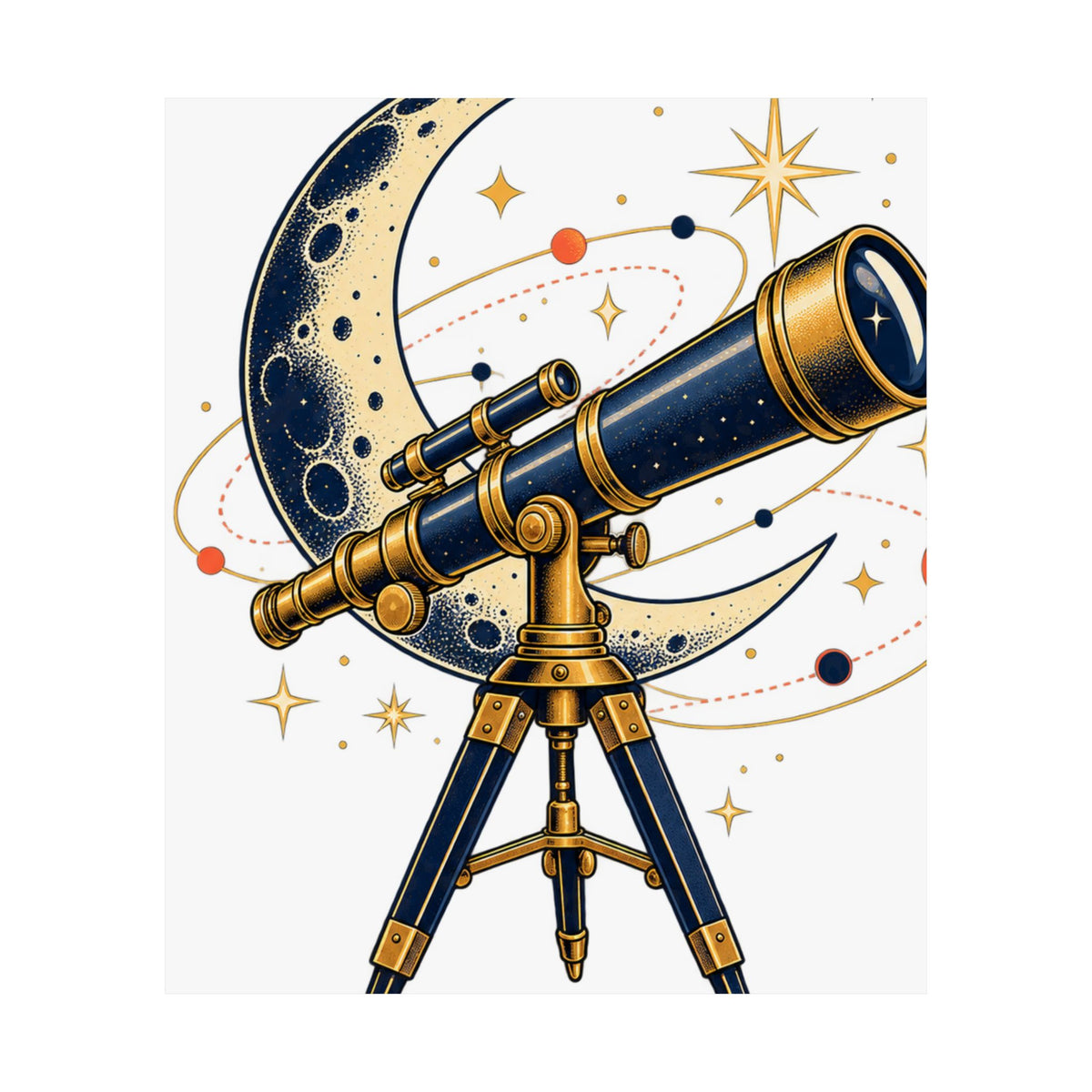 Vintage Telescope Celestial Astronomy Poster