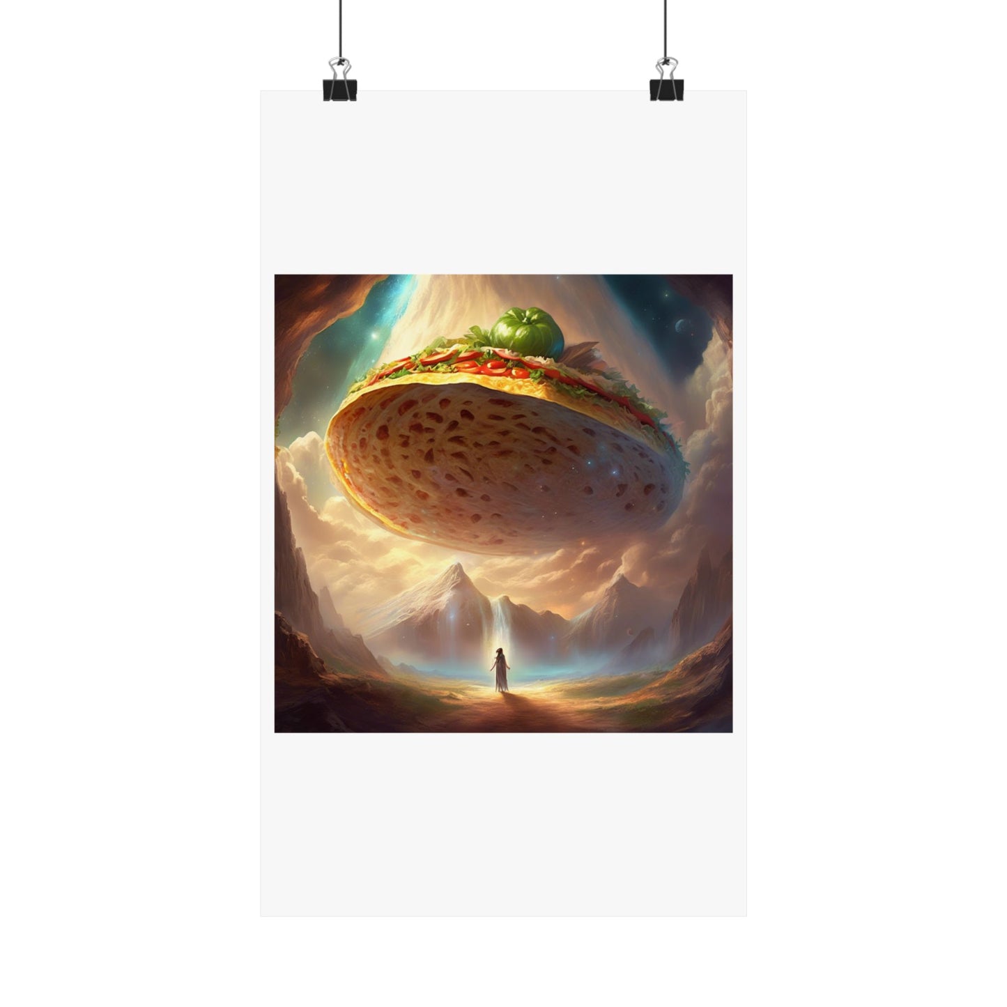 Cosmic Taco UFO Surreal Food Fantasy Art Poster