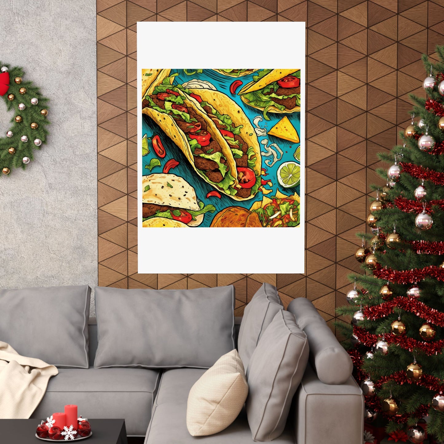 Taco Party Pattern Foodie Gift Art Poster