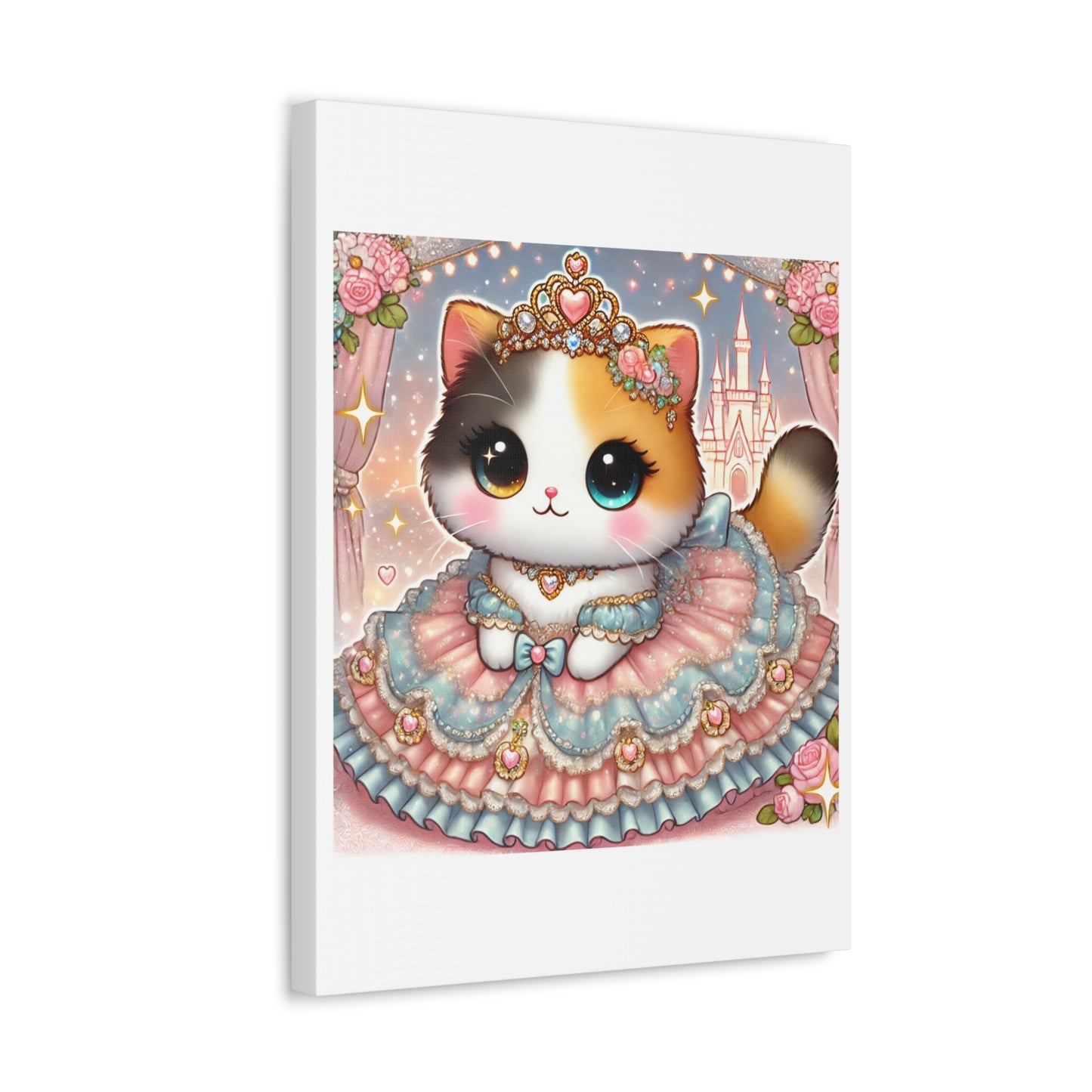 Pastel Princess Calico Cat Fantasy Canvas Wall Art