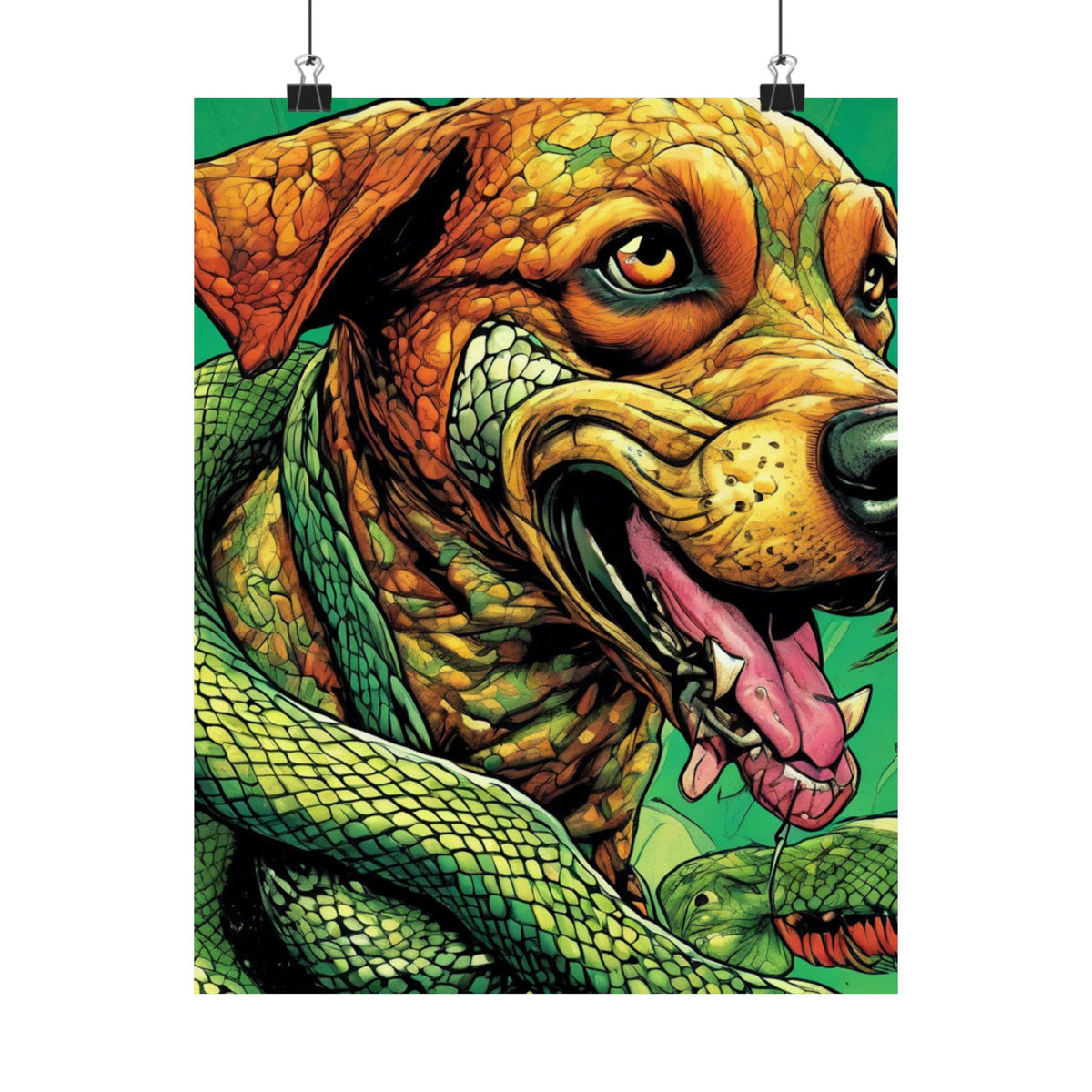 Serpent Guardian Dog Bold Fantasy Creature Art Poster