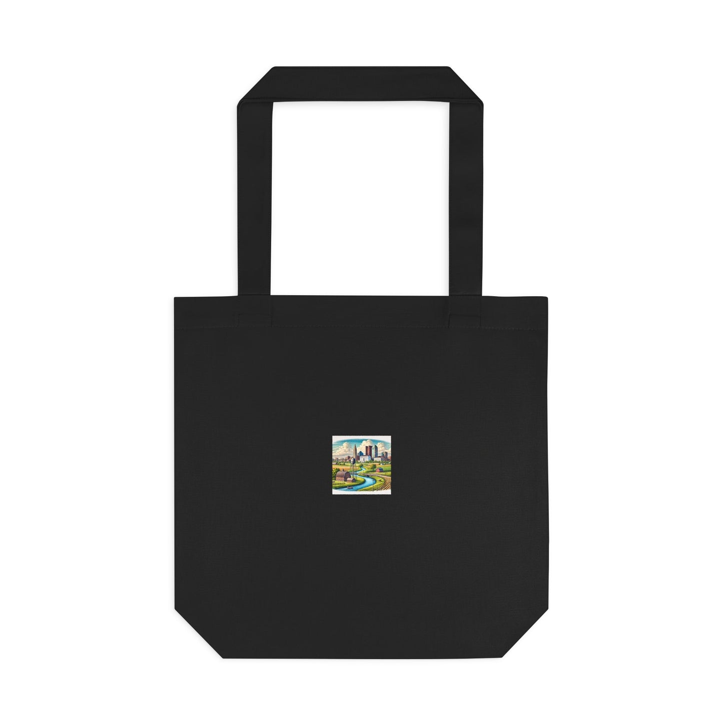 Rural River City Skyline Hometown Landscape Tote Bag