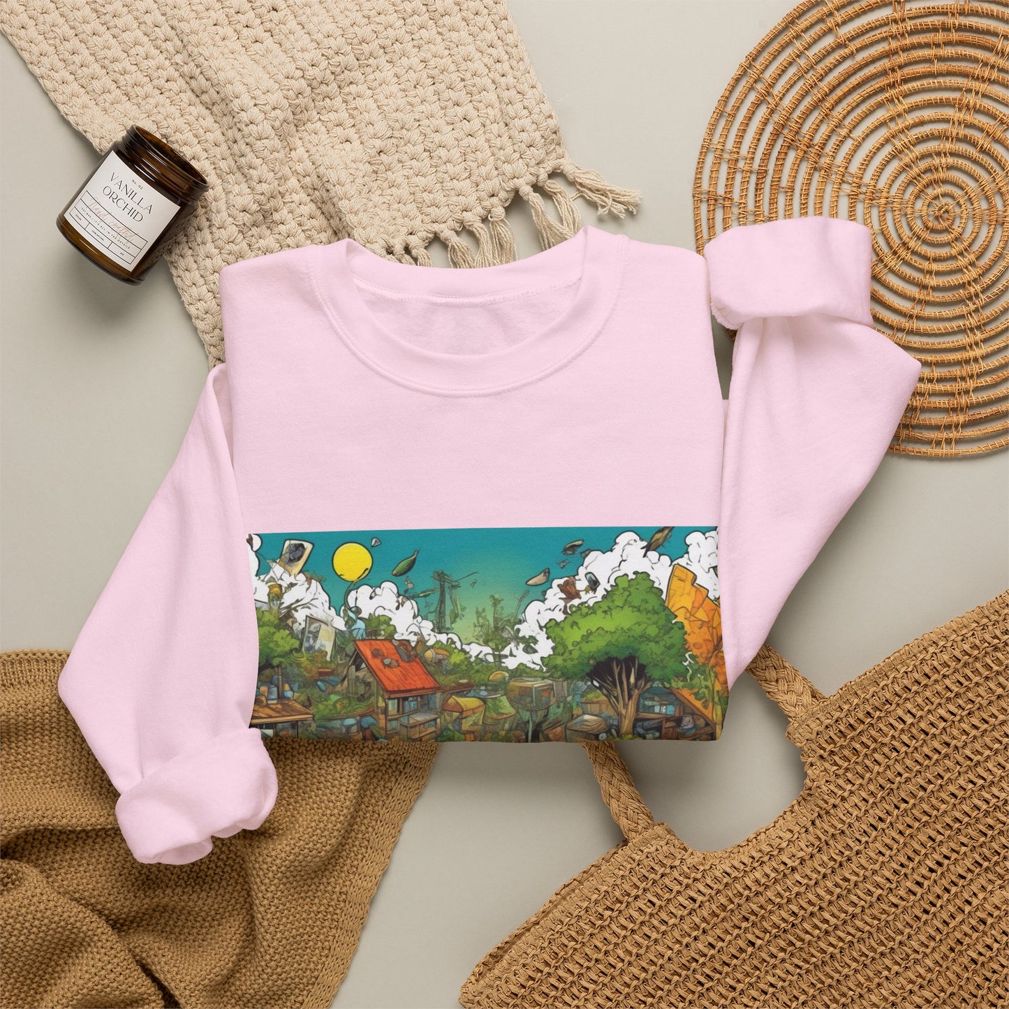 Whimsical Garden Stream Nature Gift Art Sweatshirt