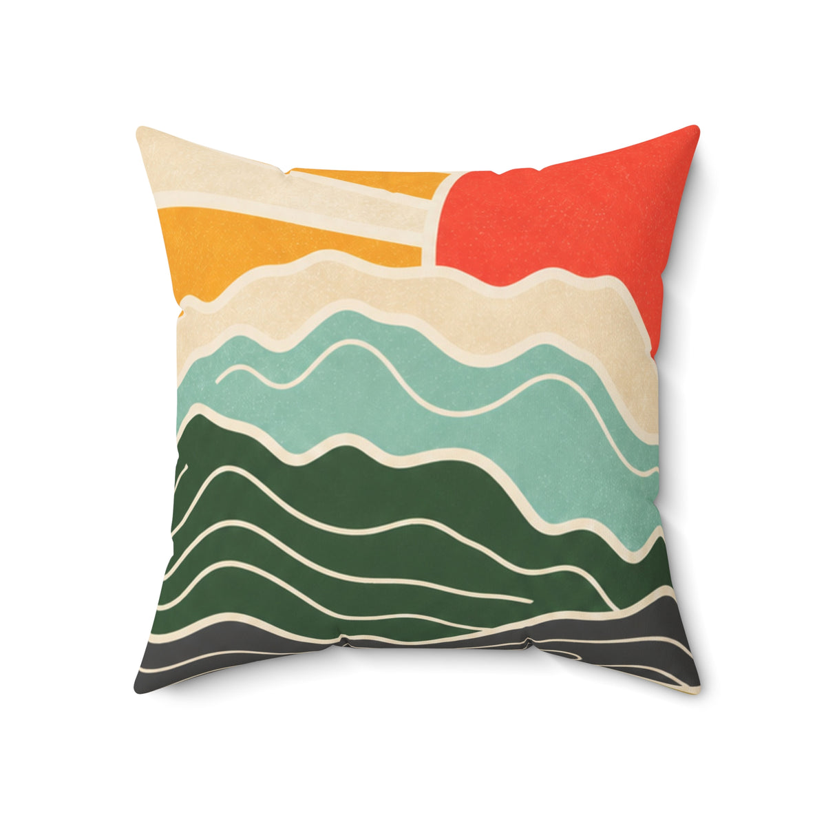 Topographic Sunrise Mid Century Decorative Pillow