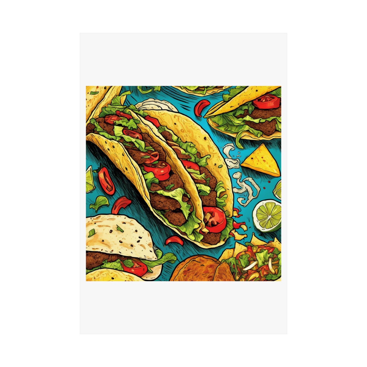 Taco Party Pattern Foodie Gift Art Poster