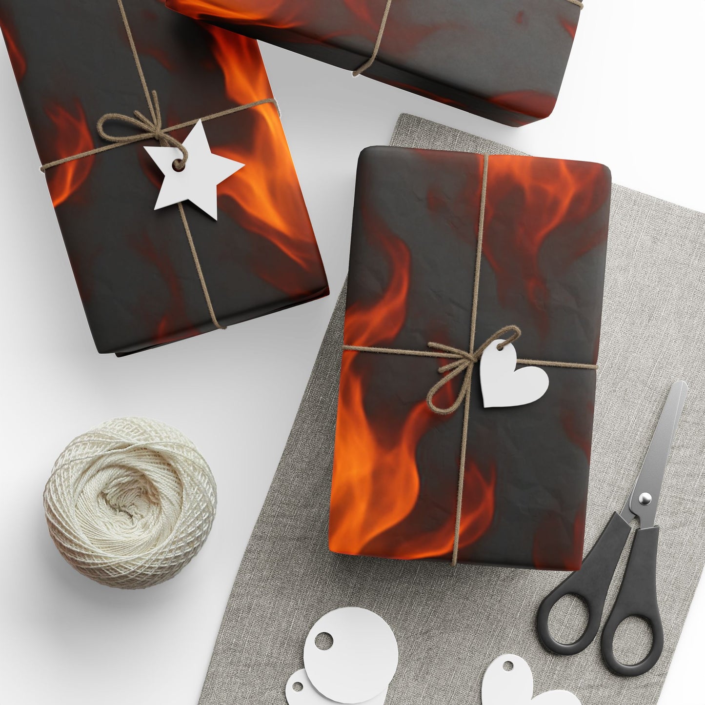 Bold Flame Wrapping Paper - Fire Themed Gift Wrap for Men, Halloween, Birthday, Parties, Unique Present Decoration