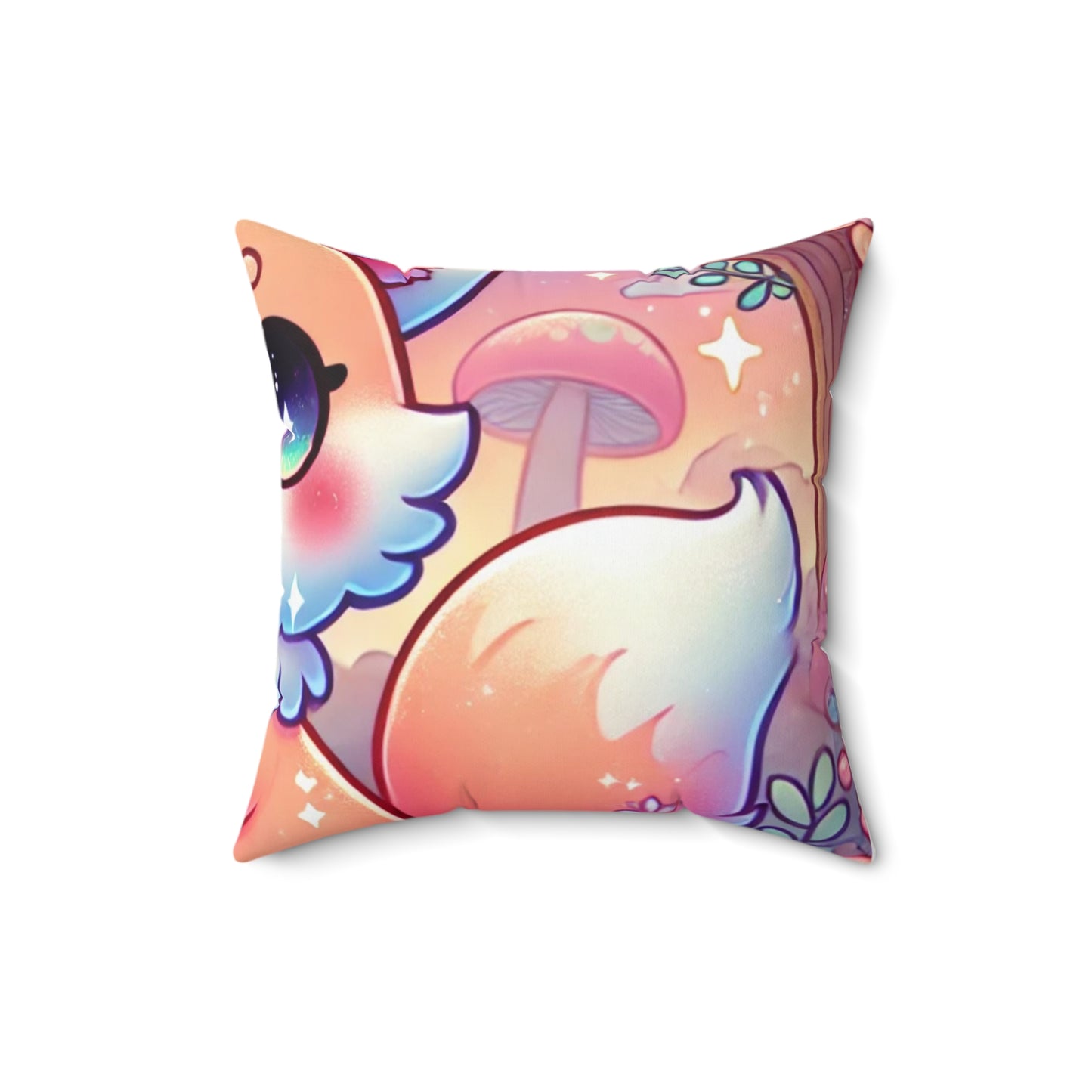 Pastel Woodland Fox Mushroom Kawaii Decorative Pillow