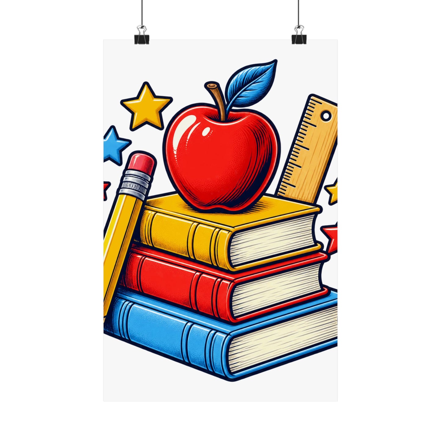 Retro School Books Apple Teacher Appreciation Art Poster