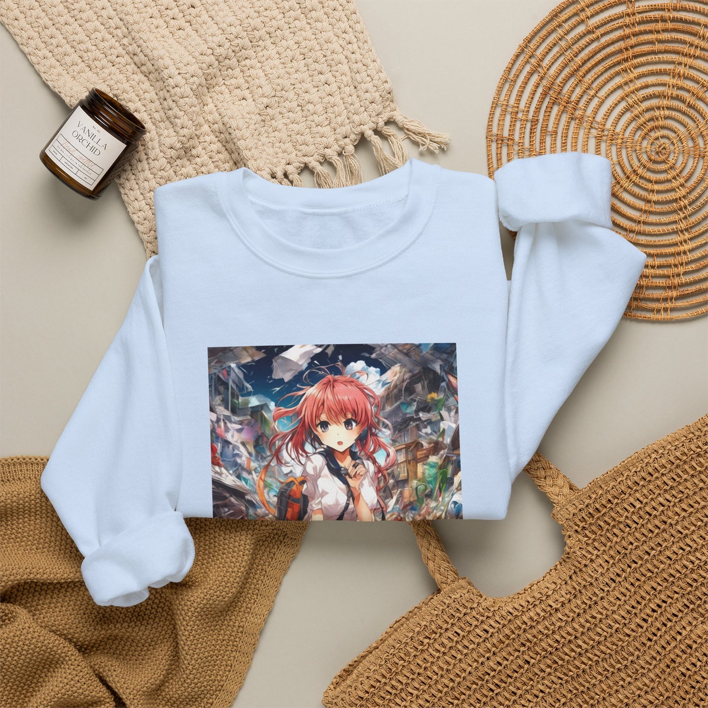 Recycling Day Anime Schoolgirl Eco Street Art Sweatshirt