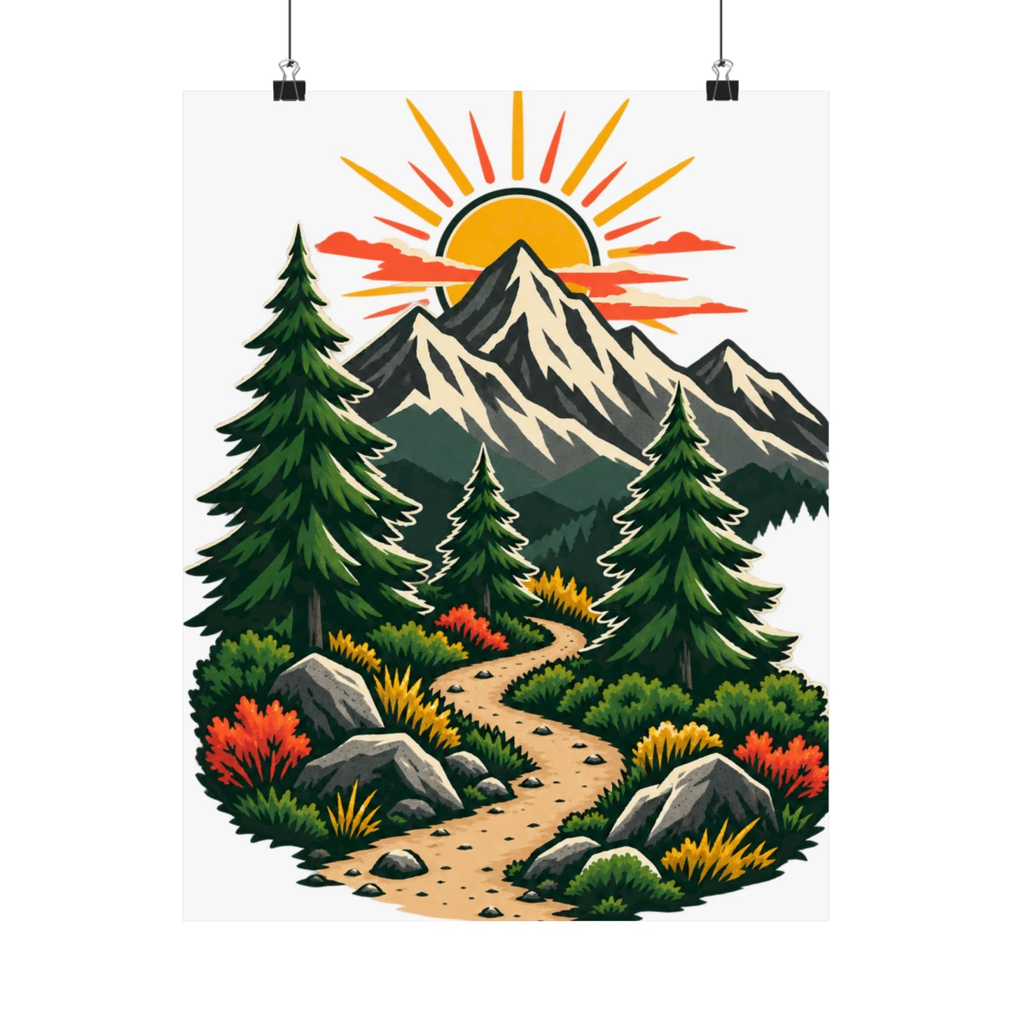 Sunrise Mountain Trail Outdoor Adventure Poster