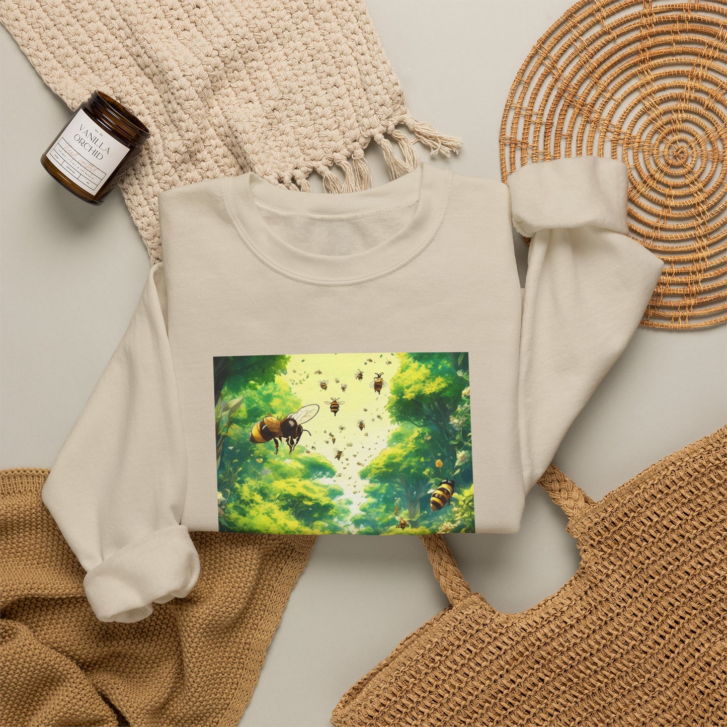 Bee Garden Explorer Anime Nature Art Sweatshirt