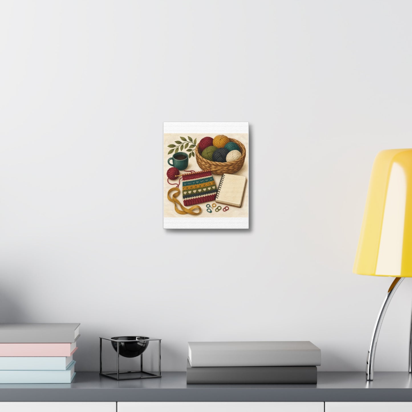 Cozy Knitting and Yarn Hobby Art Canvas Art