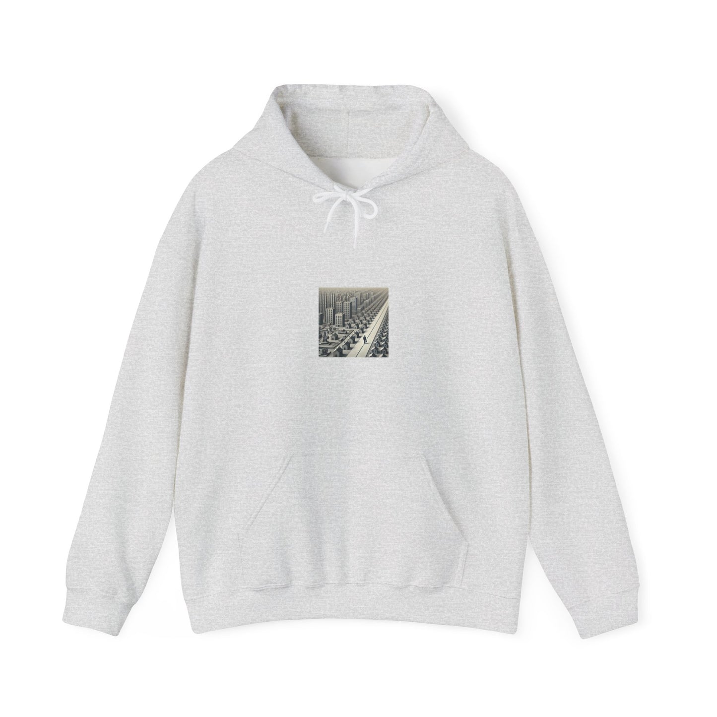 Monochrome Urban Factory Cityscape Graphic Hoodie Architecture Gift