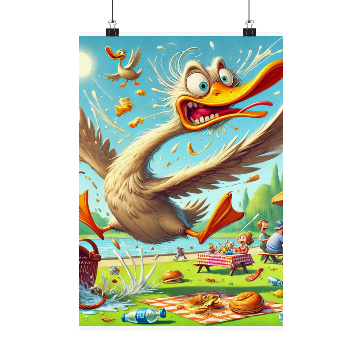 Chaotic Picnic Duck Funny Summer Wall Art Poster