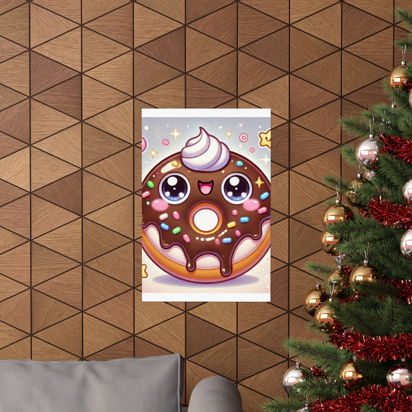 Kawaii Chocolate Donut Cute Dessert Art Poster
