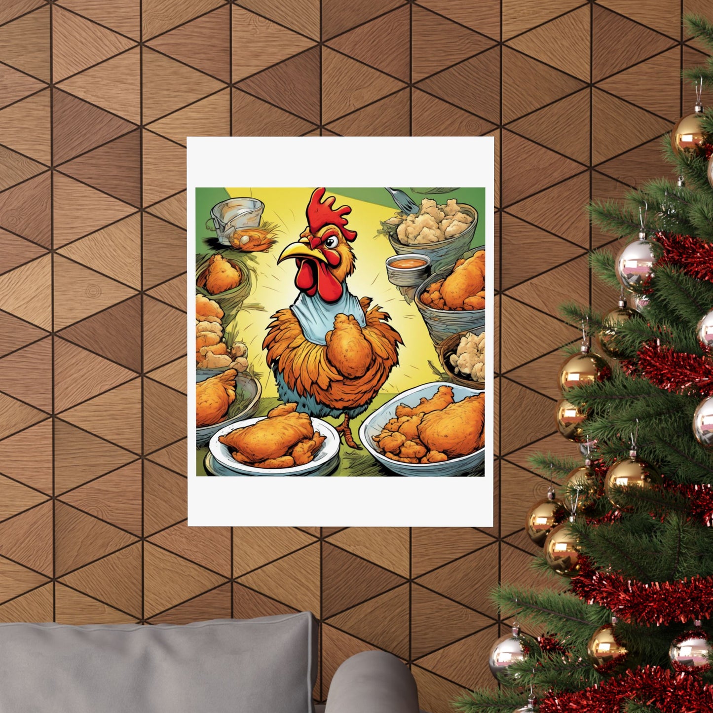 Funny Chicken Fried Food Comfort Food Art Poster