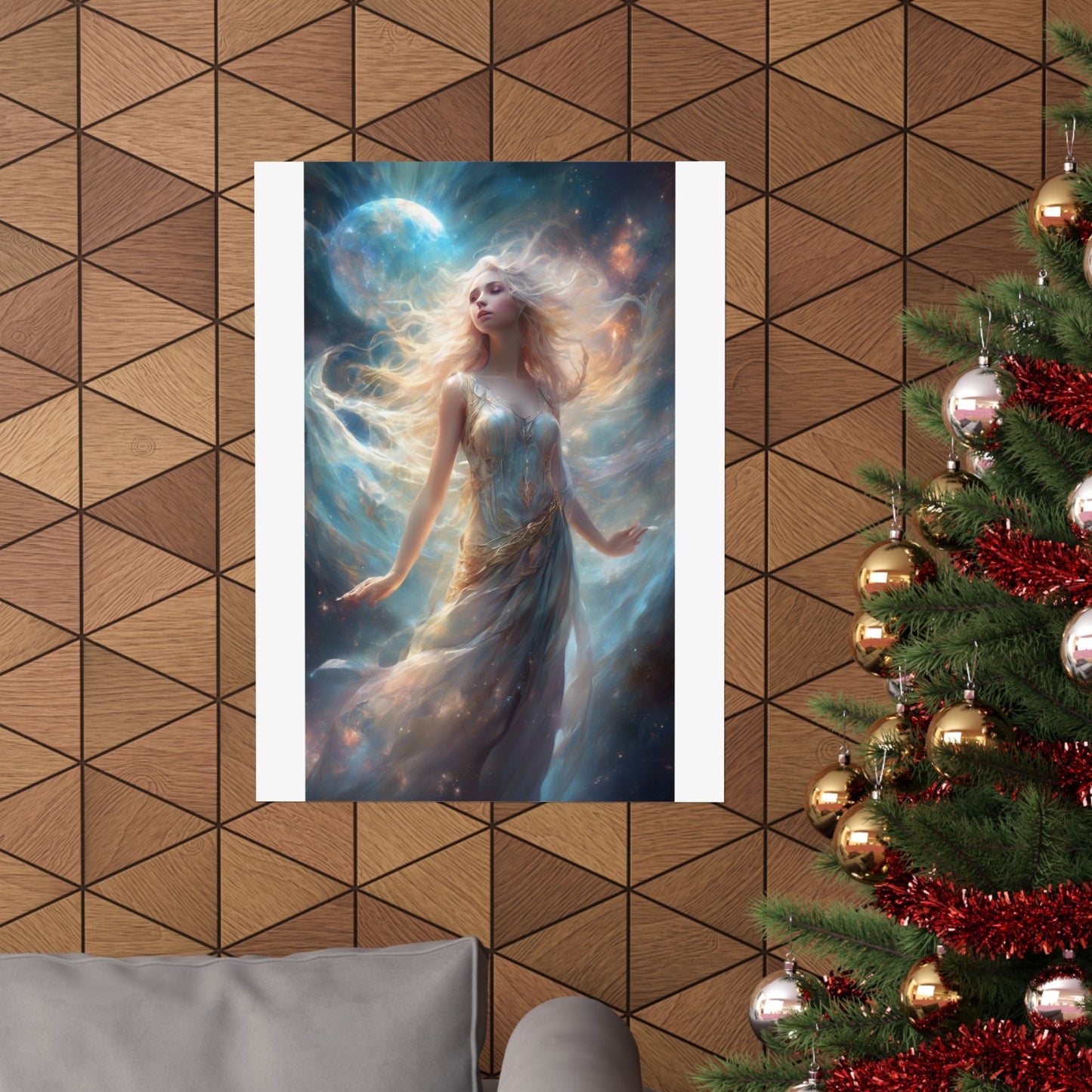 Moonlit Celestial Maiden Fantasy Portrait Poster