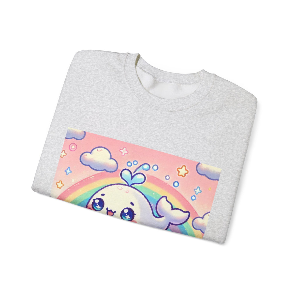 Kawaii Rainbow Whale Pastel Cloud Sweatshirt
