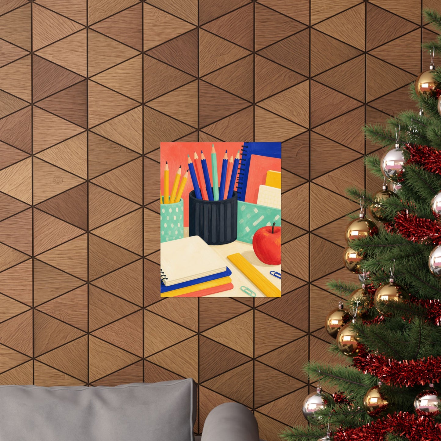 Colorful Teacher Desk Supplies Art Poster