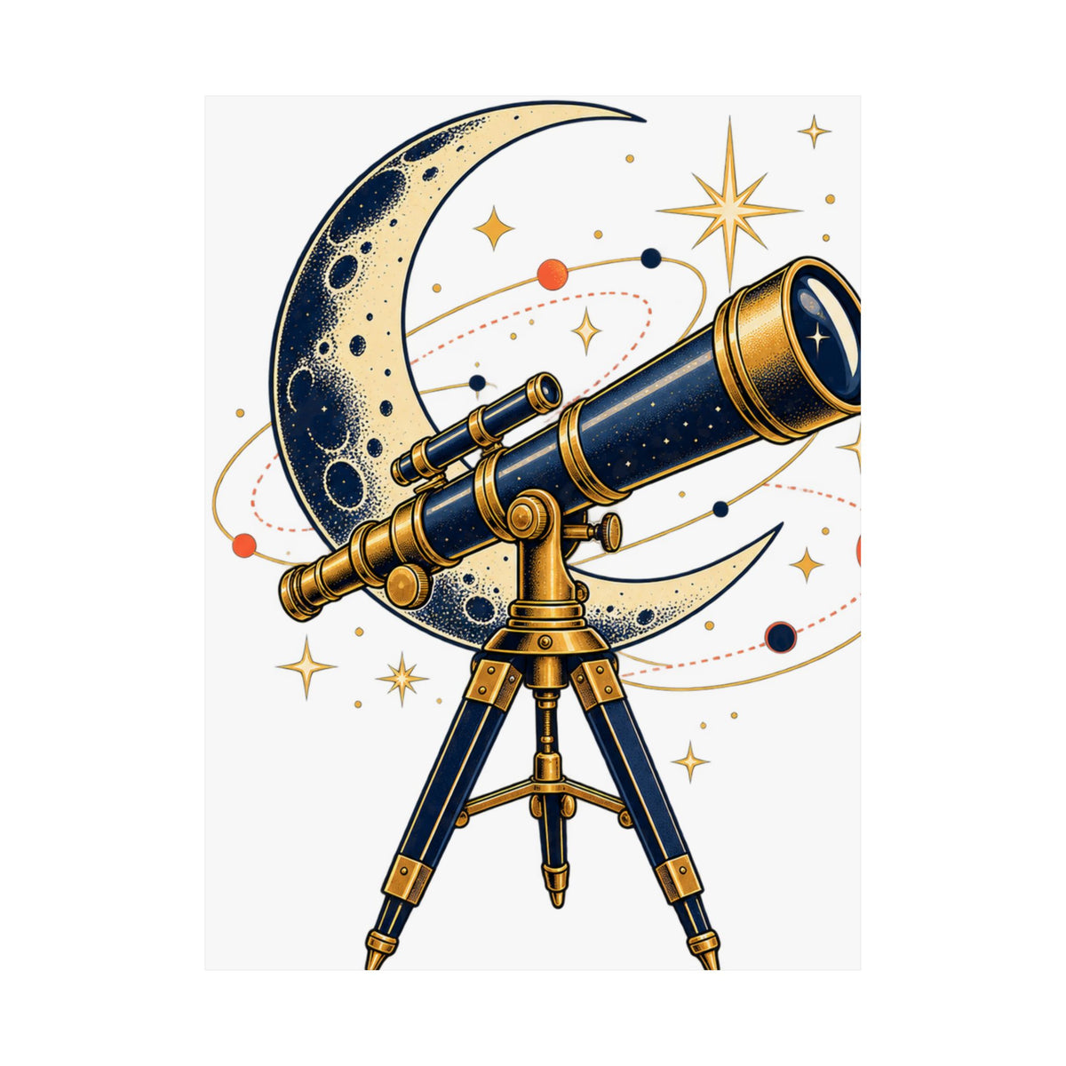 Vintage Telescope Celestial Astronomy Poster