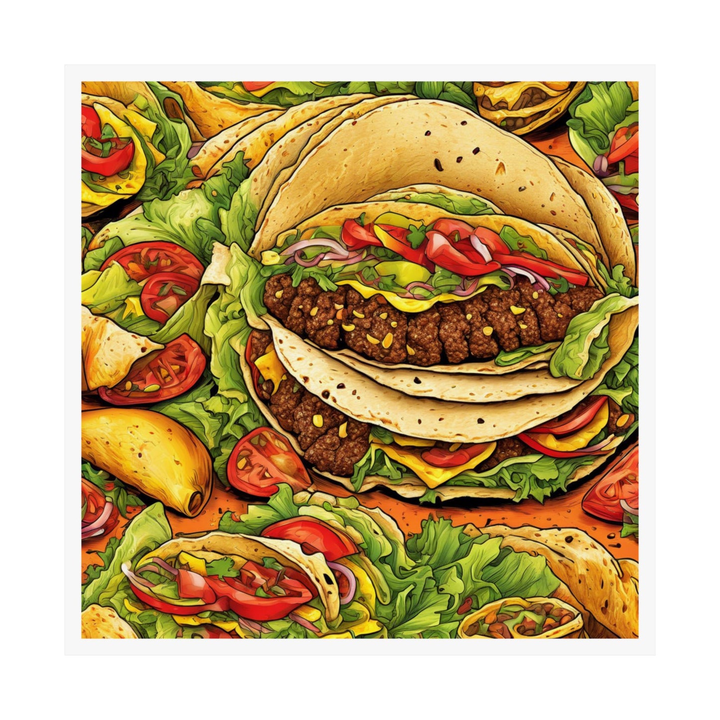 Stacked Taco Fiesta Foodie Gift Art Poster