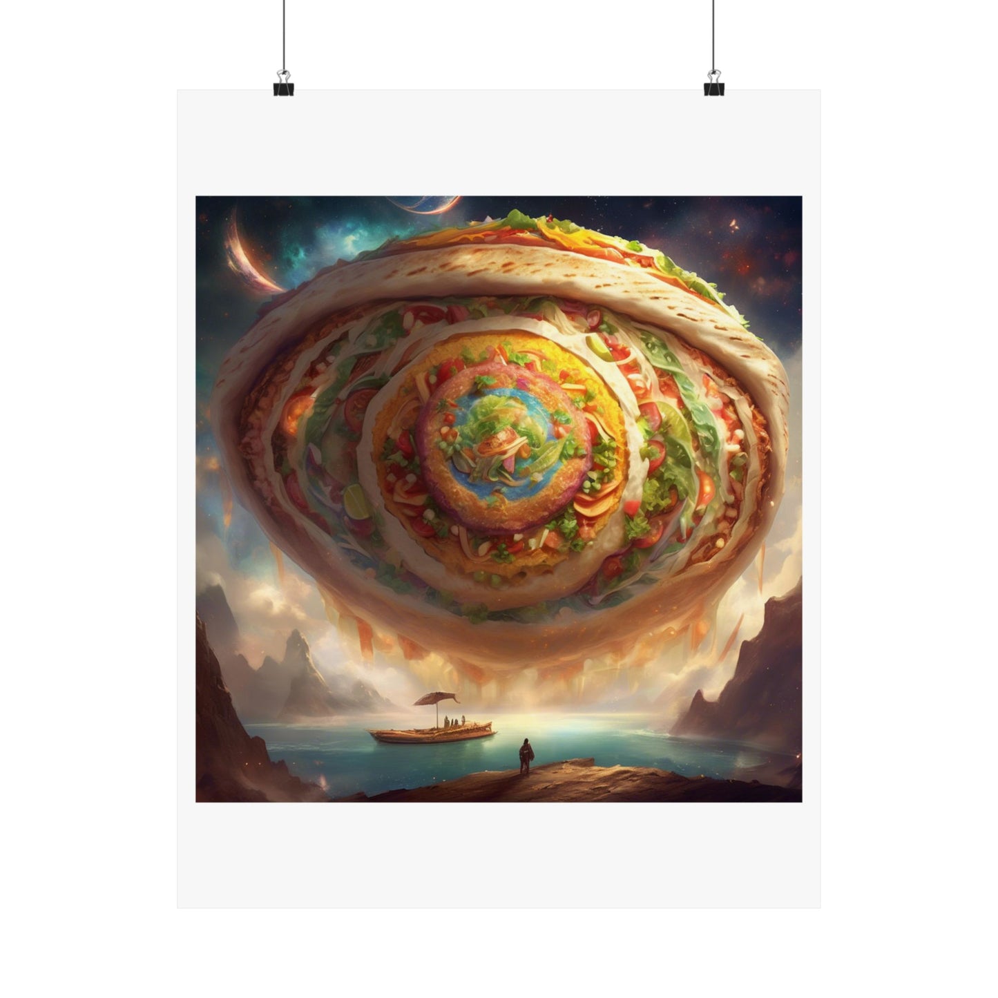 Cosmic Taco Portal Surreal Food Fantasy Art Poster