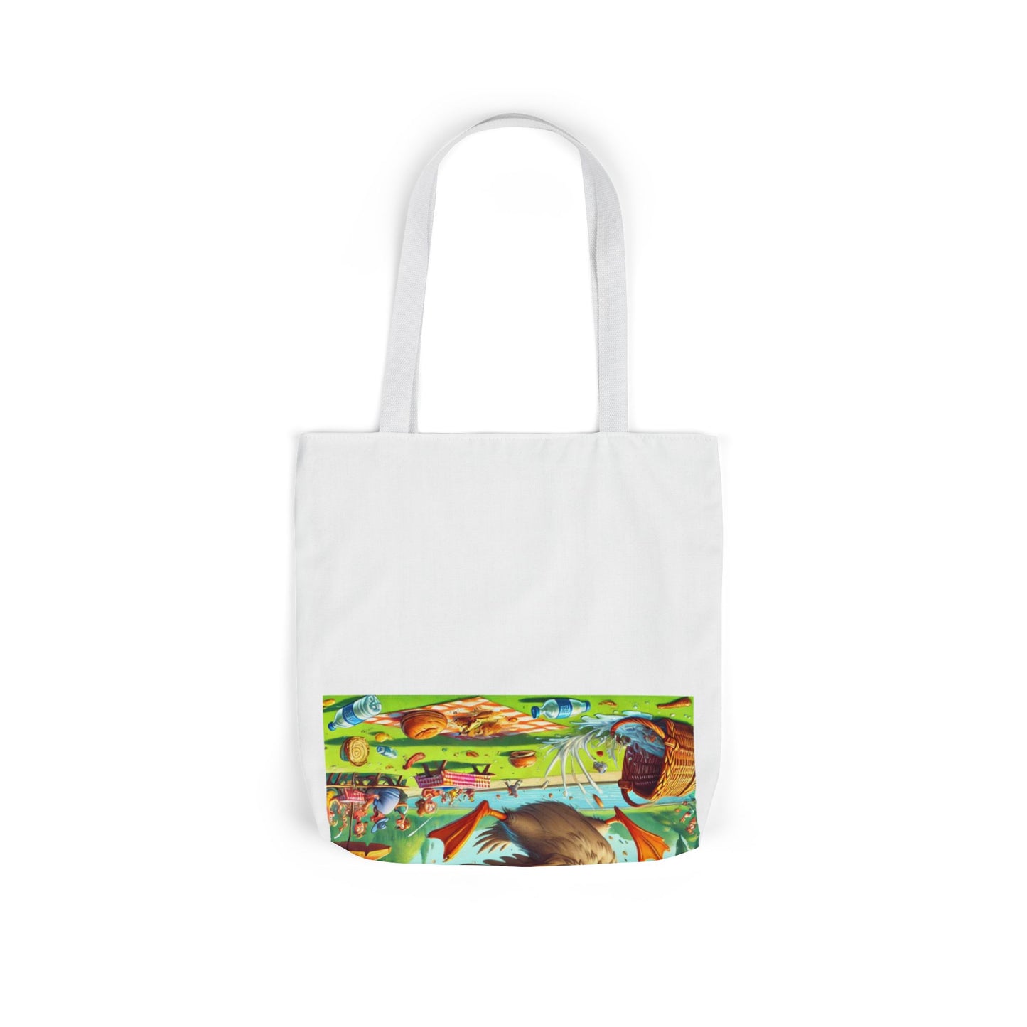 Chaotic Picnic Duck Funny Summer Canvas Tote Bag