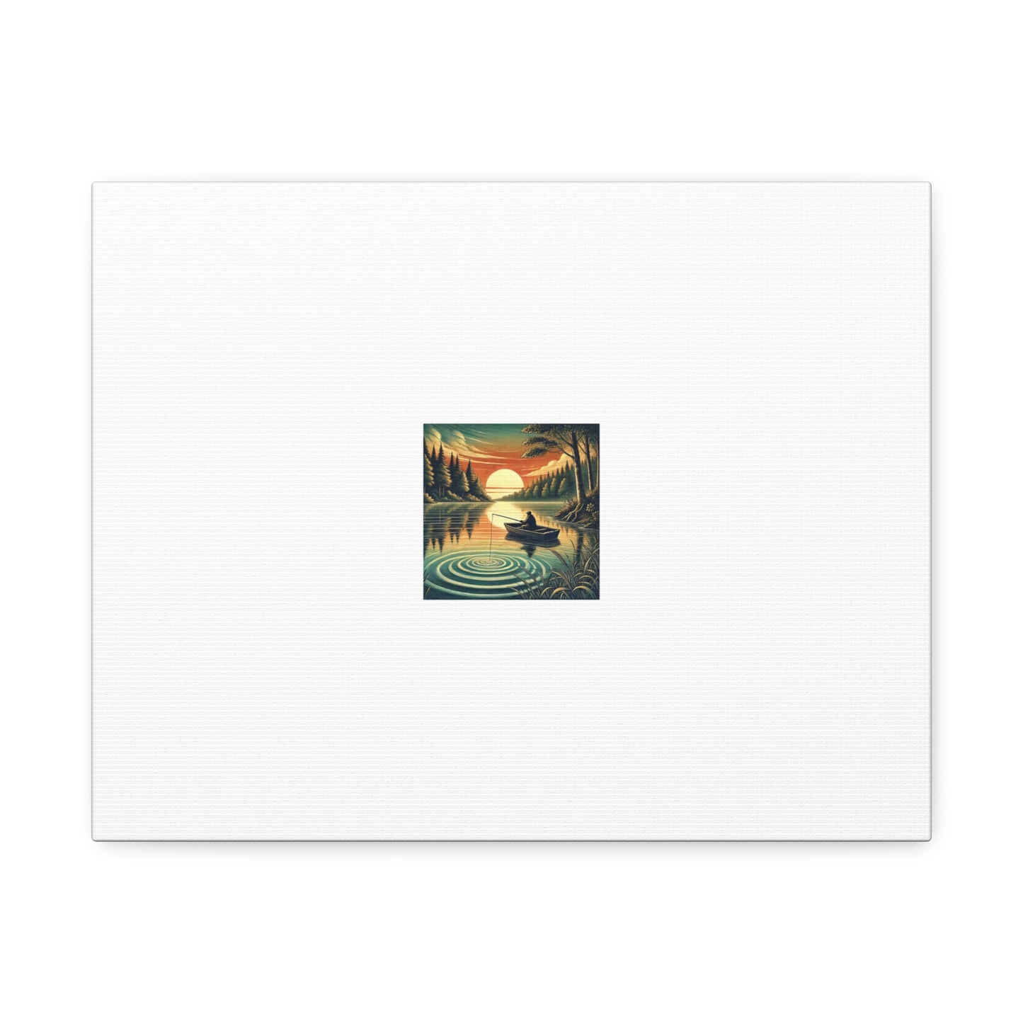 Sunset Lake Fishing Retreat Canvas Lake House Fishing Wall Art Gift