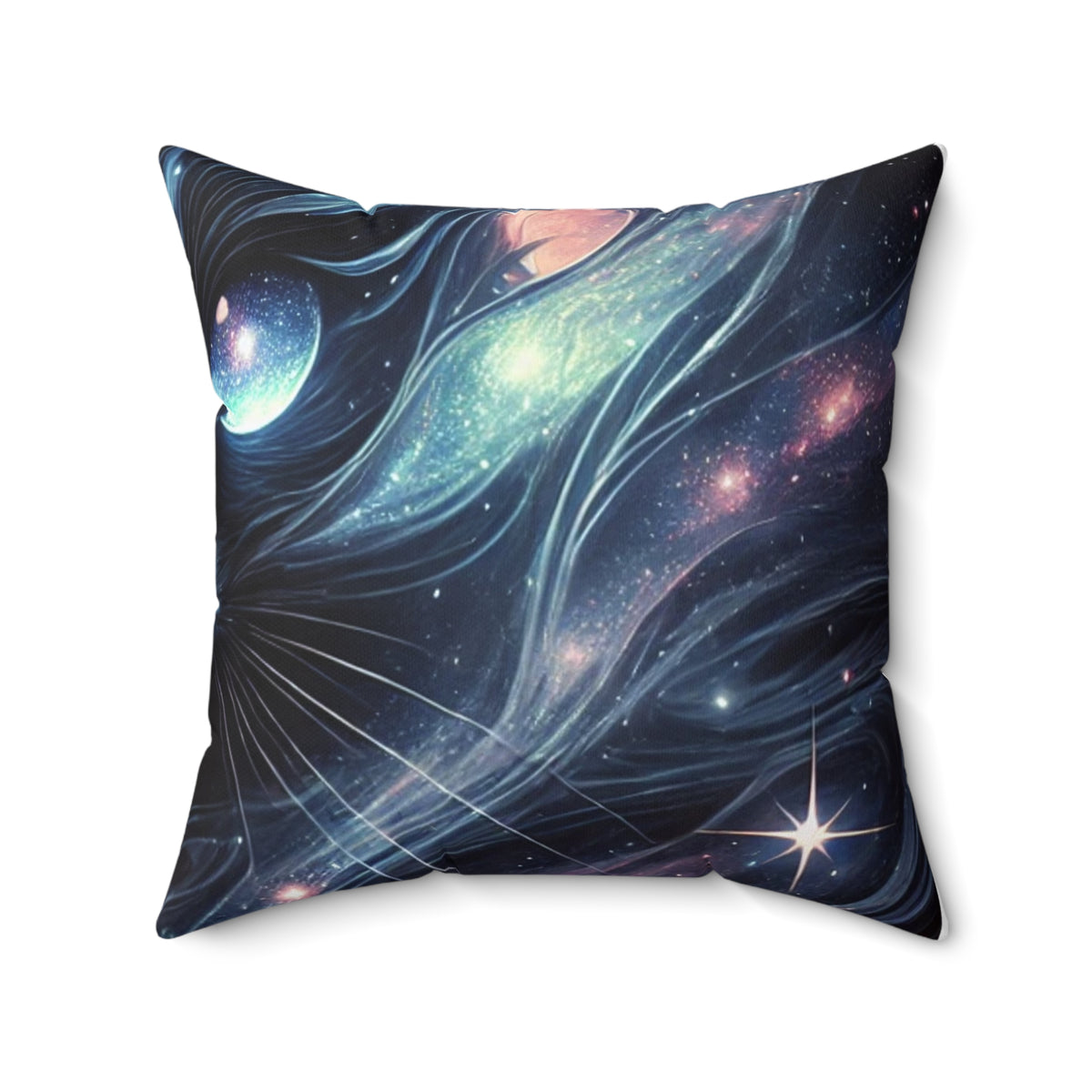 Cosmic Black Cat Galaxy Celestial Decorative Pillow