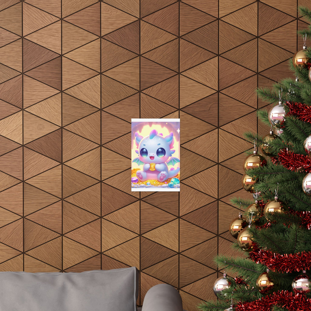 Pastel Treasure Dragon Kawaii Fantasy Wall Art Poster