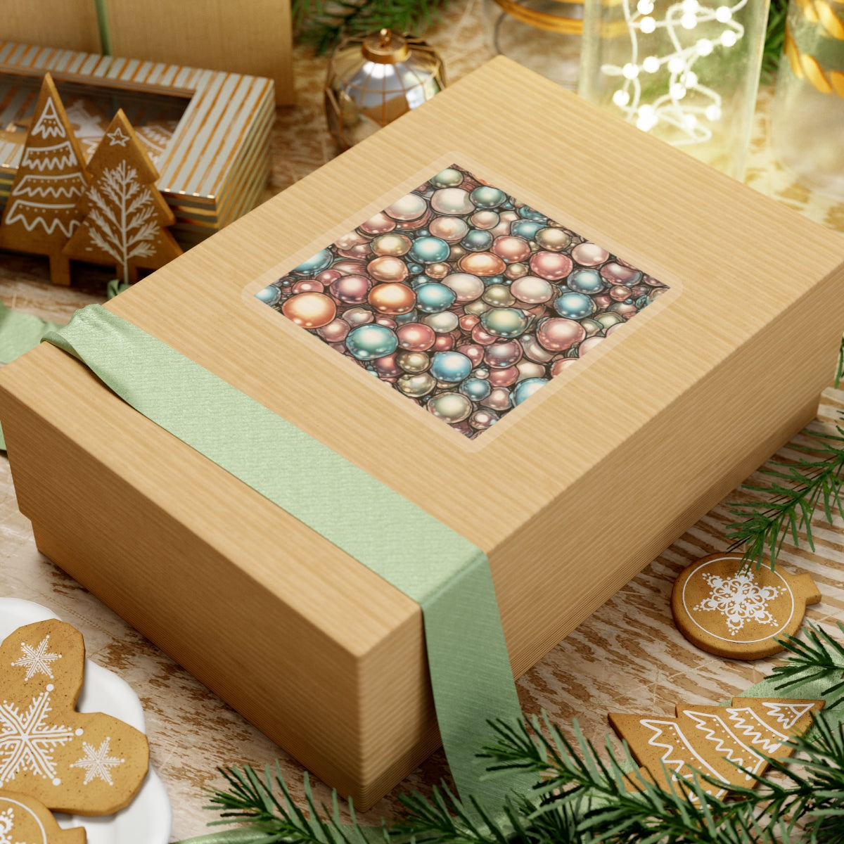 Rainbow Pearl Marble Abstract Gift Art Sticker
