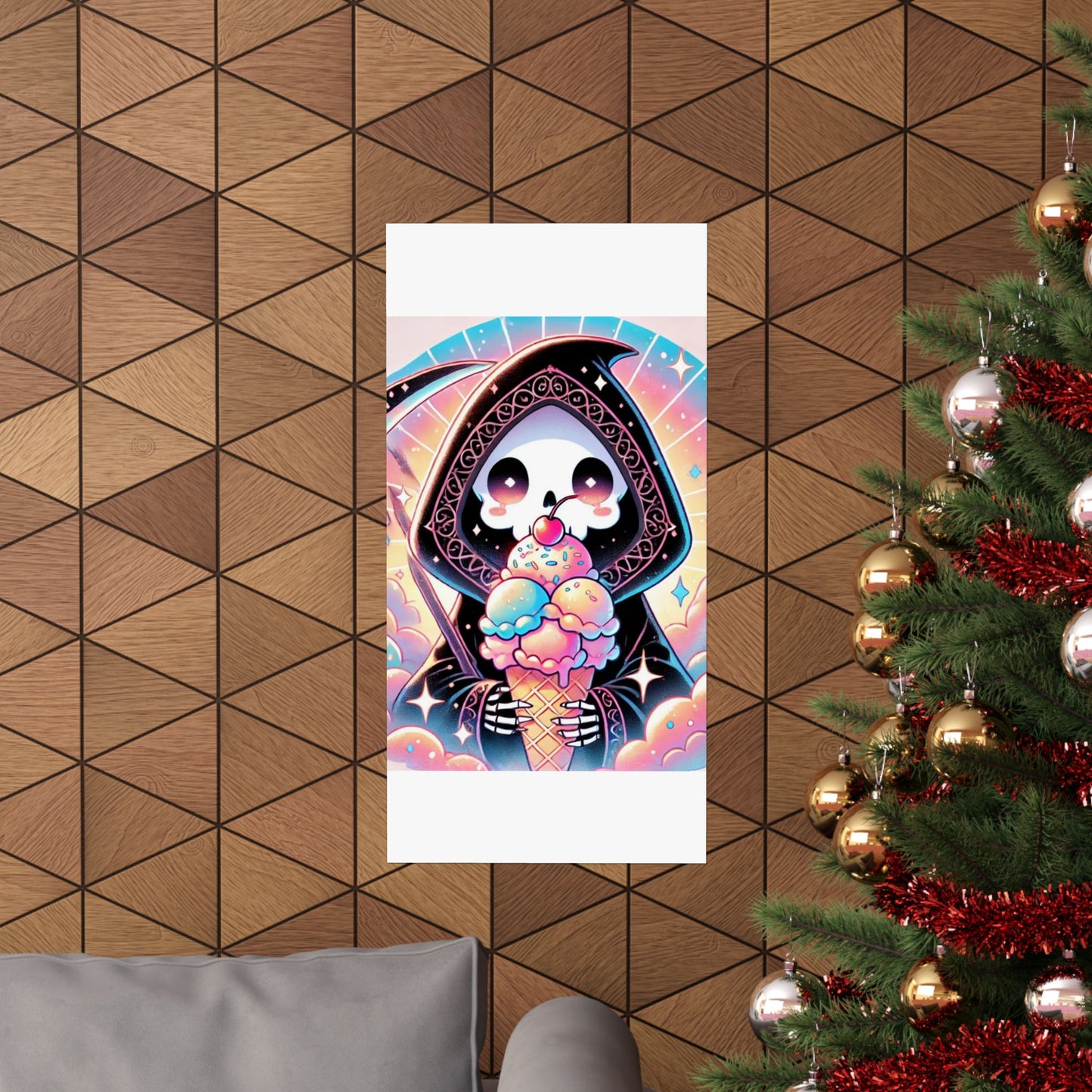 Cute Grim Reaper Ice Cream Pastel Novelty Poster