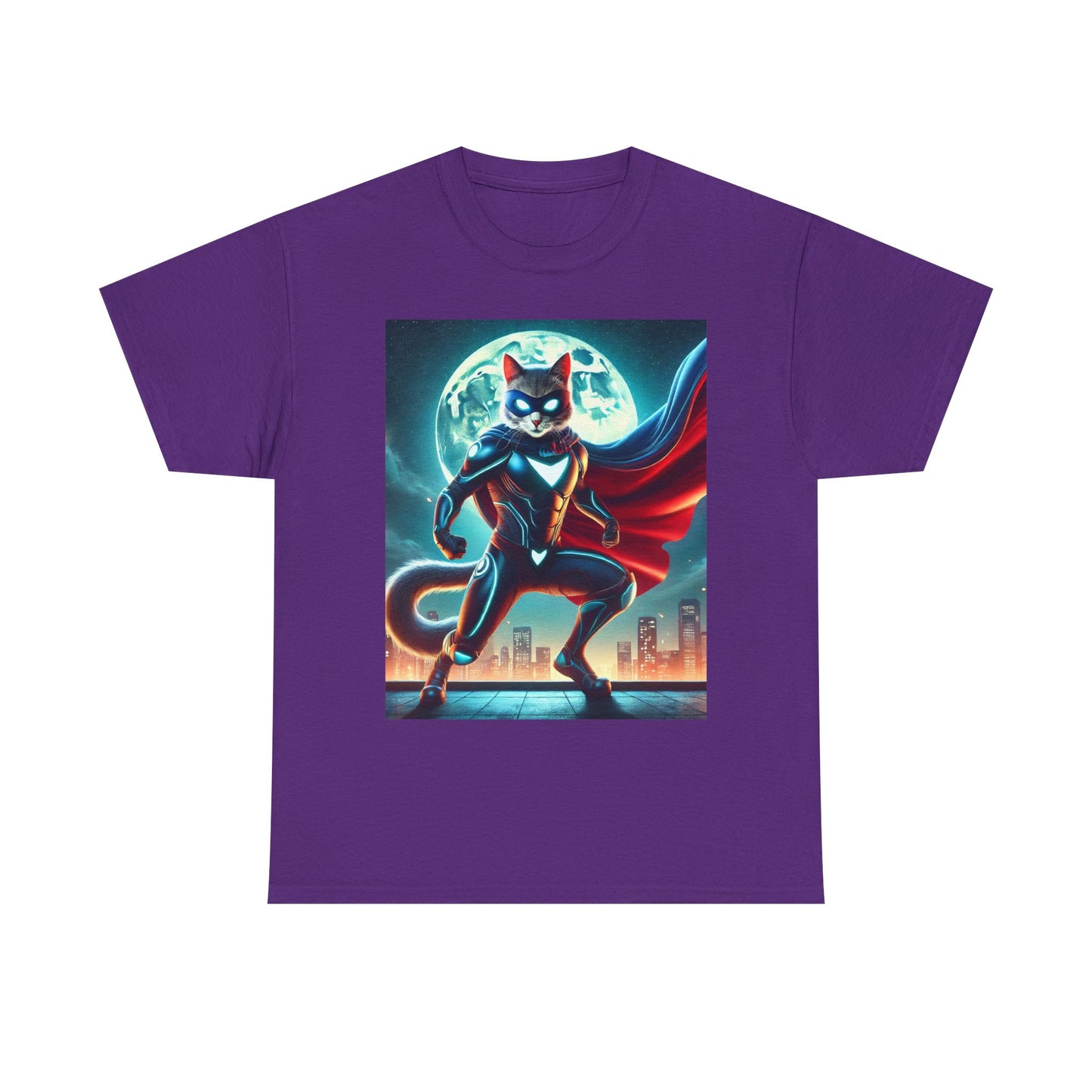 Superhero Cat T-Shirt Funny Graphic Tee with Cool Comic Style Design, Soft Cotton Casual Shirt Cat Lovers, Men, Women & Kids
