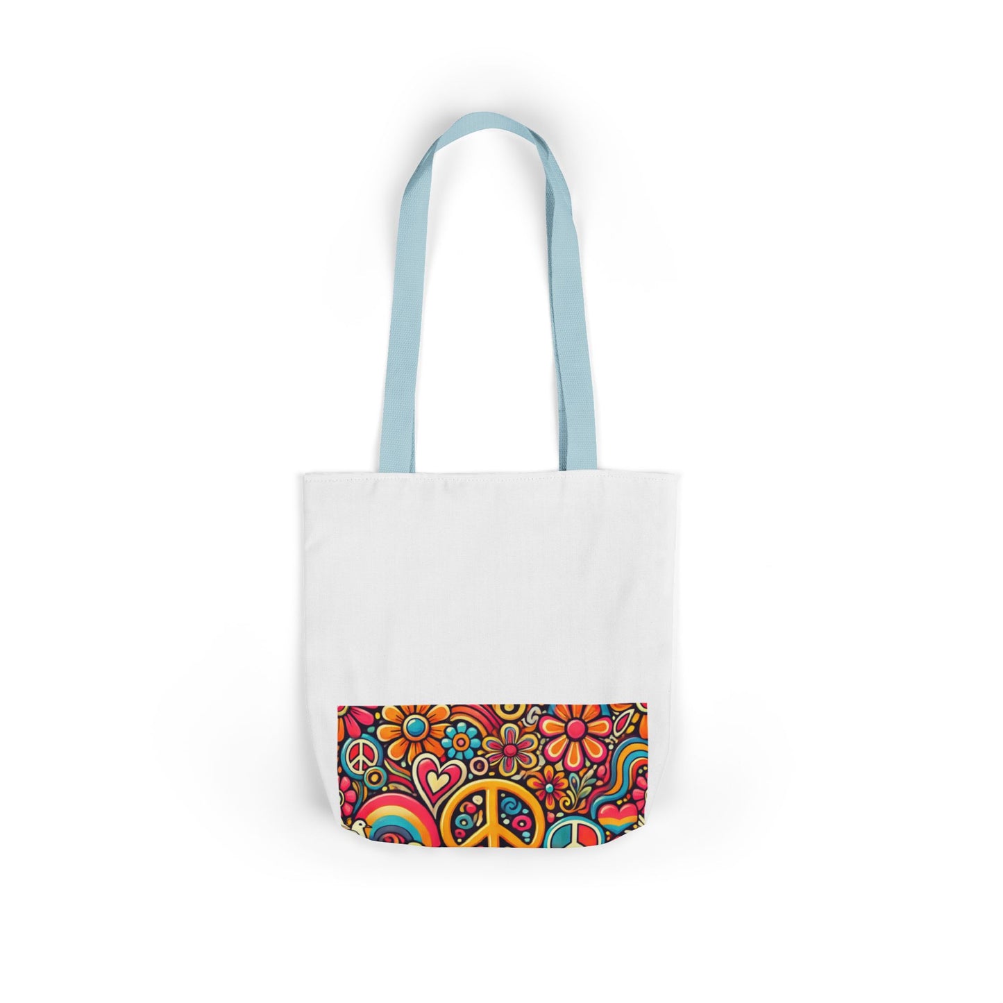 Colorful Peace Floral Pattern Canvas Tote Bag