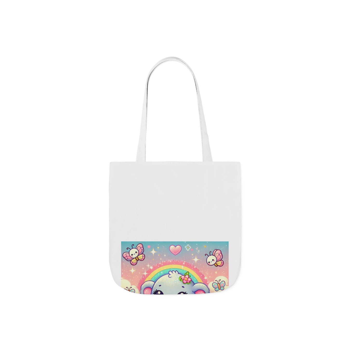 Pastel Rainbow Baby Elephant Floral Canvas Tote Bag