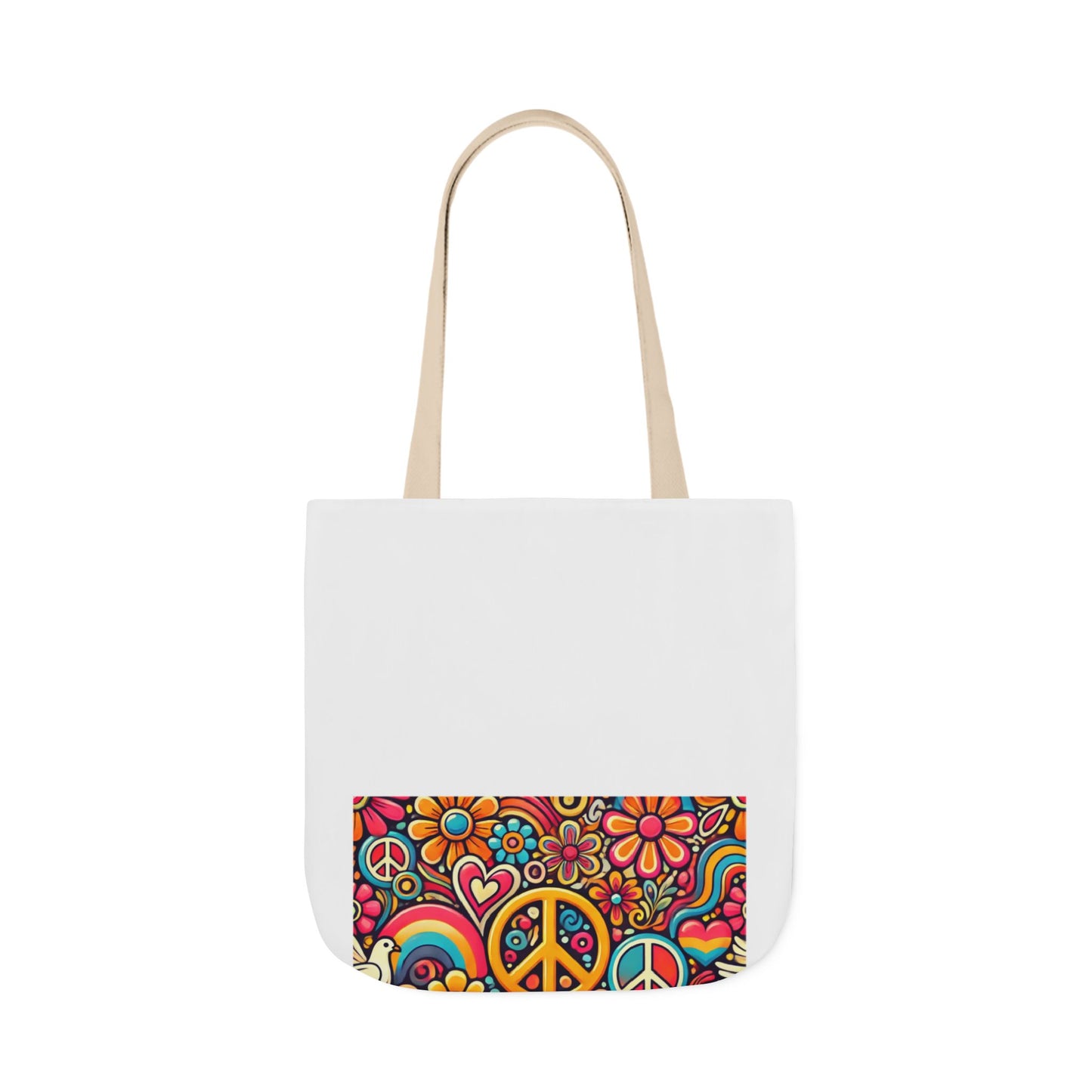 Colorful Peace Floral Pattern Canvas Tote Bag