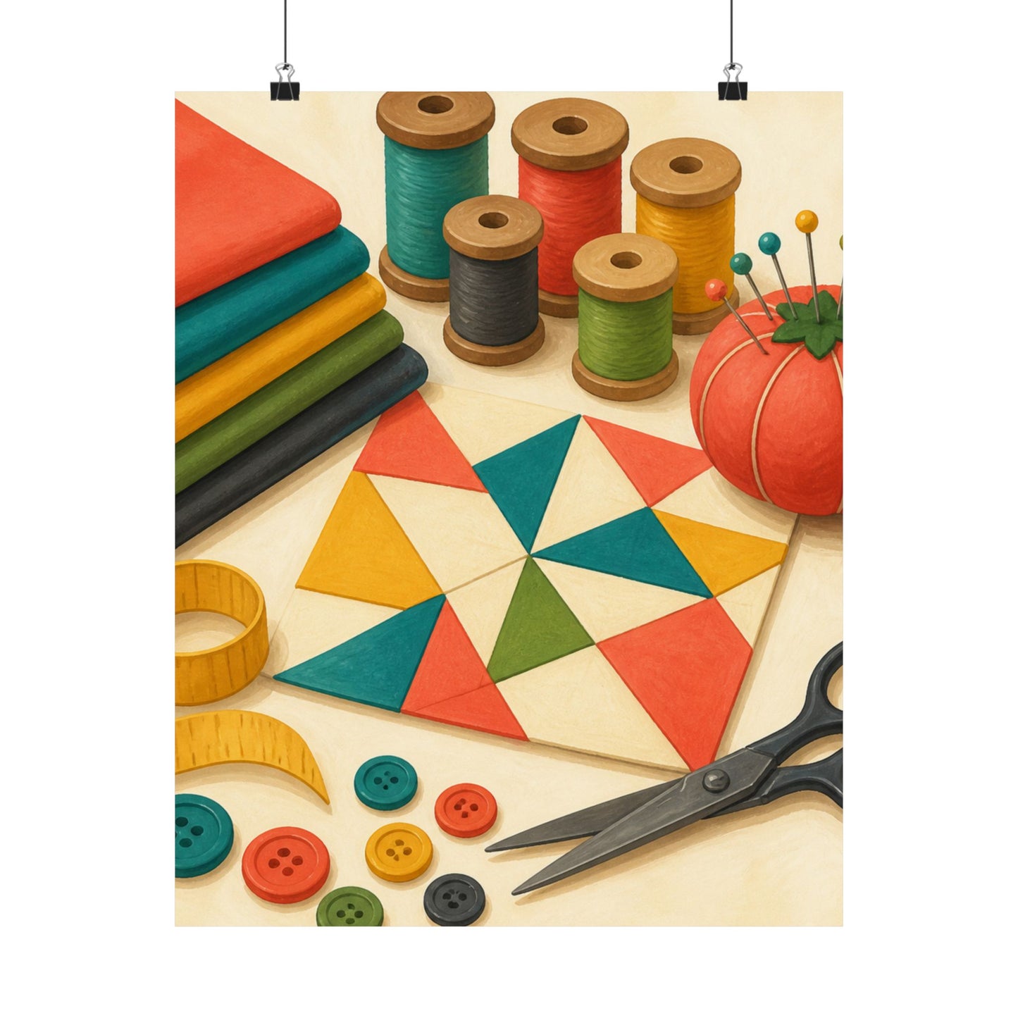 Colorful Sewing and Quilting Hobby Poster