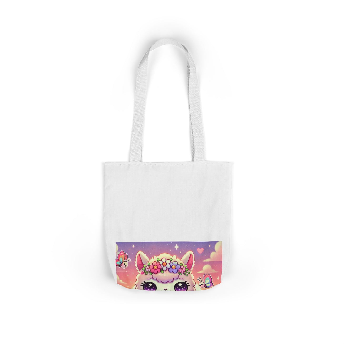 Pastel Floral Alpaca Garden Kawaii Canvas Tote Bag